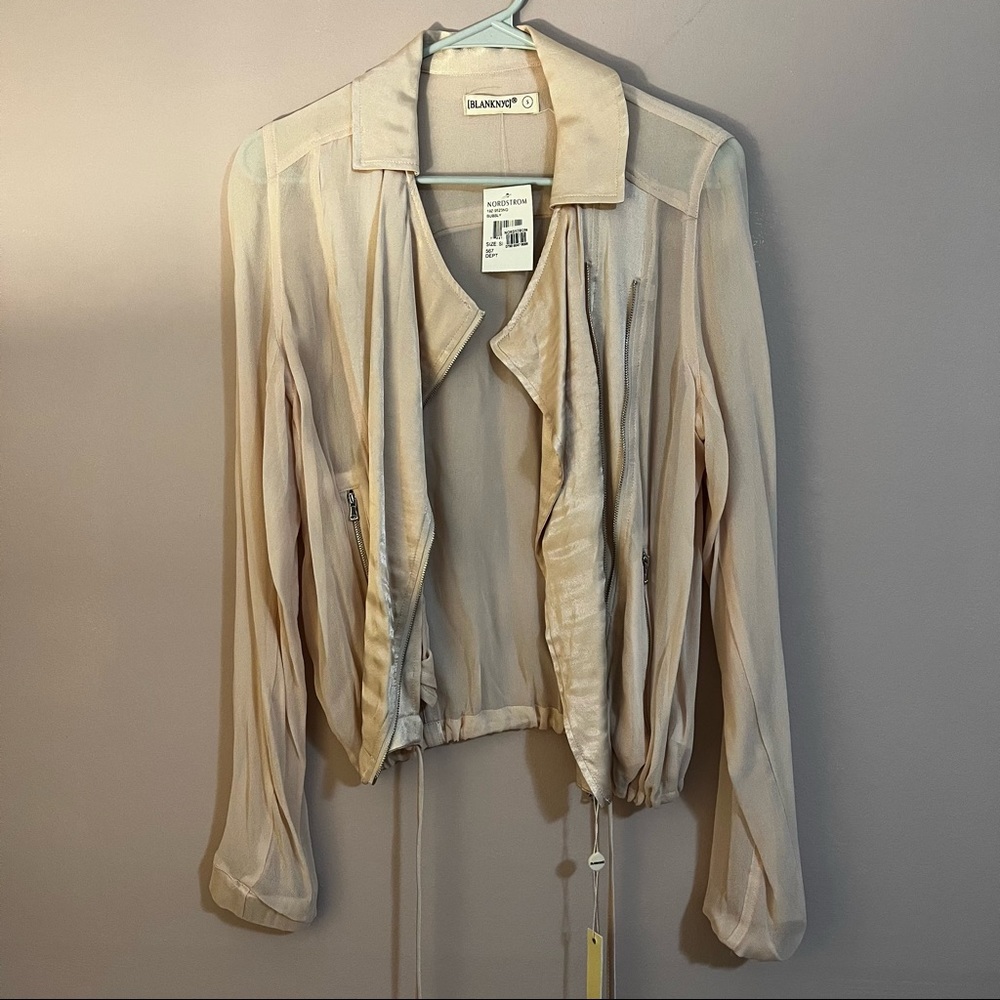 Pale pink mesh sleeve jacket
